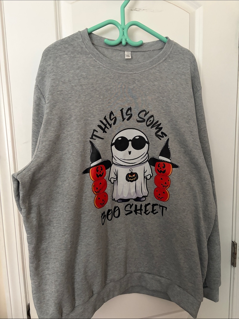 Grey Halloween Ghost Graphic Sweatshirt